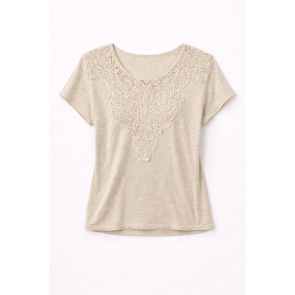 Nouvida‎ Beige Crochet Lace Boho Top Small Made USA